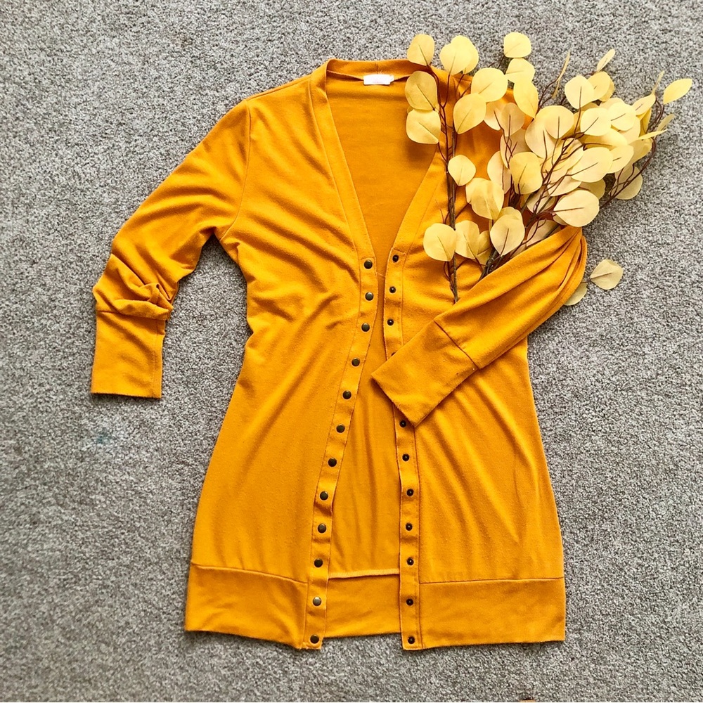 Golden yellow long cardigan